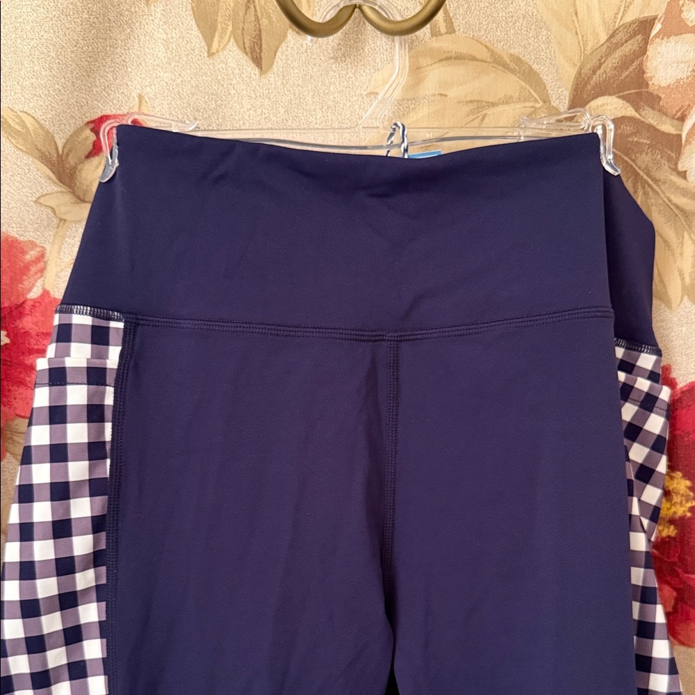 Draper James Navy Gingham Panel Leggings - Picture 5 of 5